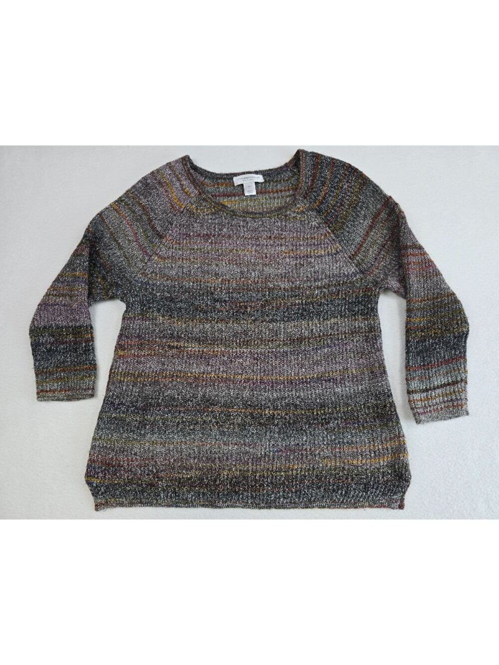 Christopher & Banks Petite Large PL Multicolor Striped Sweater Cotton Blend